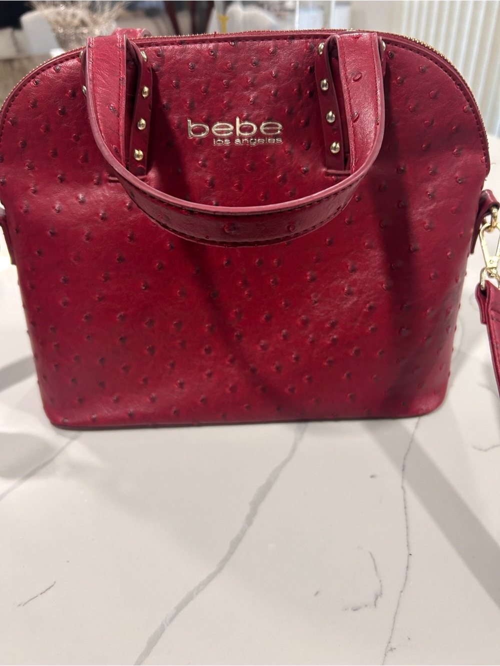 bebe Burgundy Dome Satchel Handbag